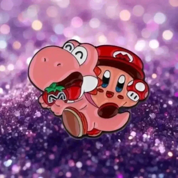 Independent Other - Kirby & Yoshi Crossover Enamel Pin – Adorable Mario x Kirby Collab Colle…